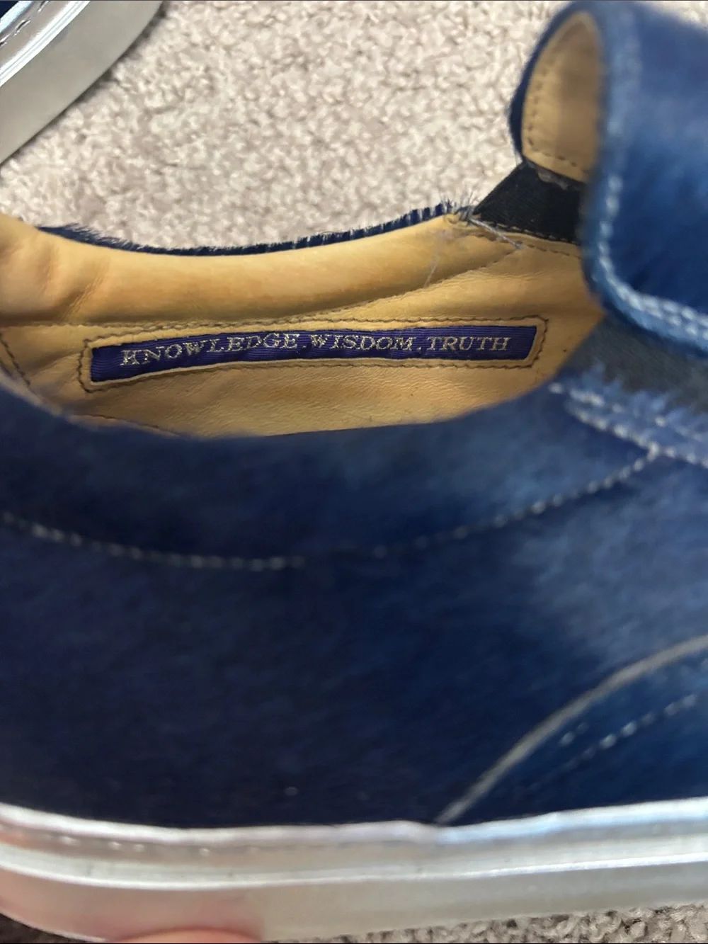 Robert Graham Men’s Navy Leather Calf Hair Slip-On Loafers Shoes Never Worn 9.5